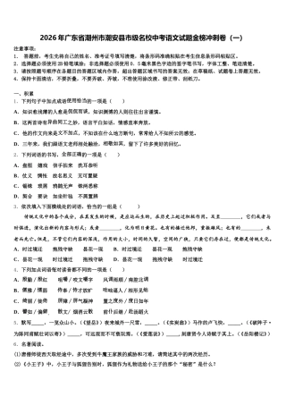 2026年广东省潮州市潮安县市级名校中考语文试题金榜冲刺卷（一）含解析