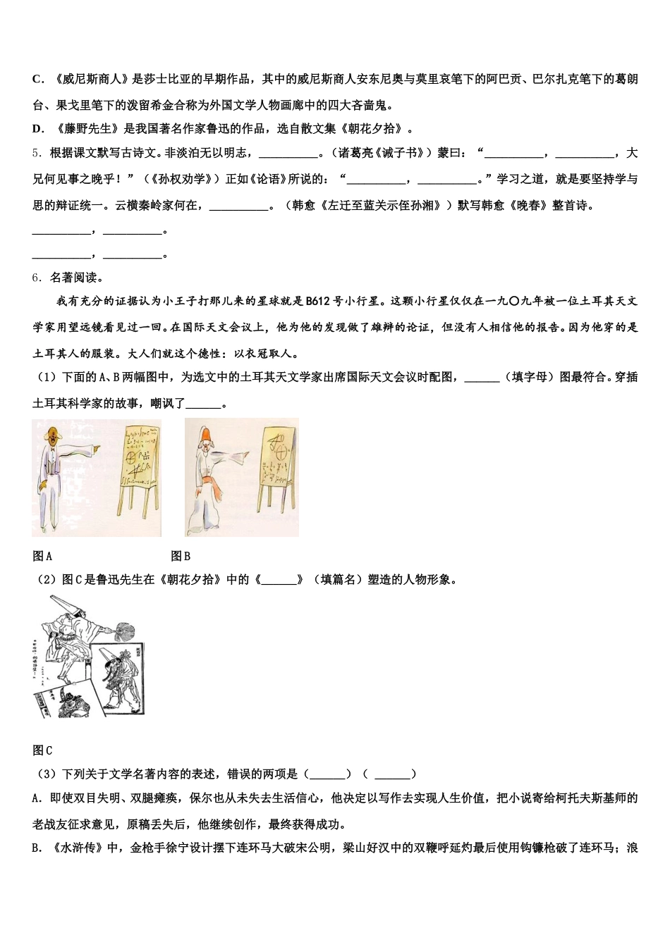 广东省汕头市汕头市聿怀初级中学2026届初三二模冲刺（一）语文试题试卷含解析_第2页