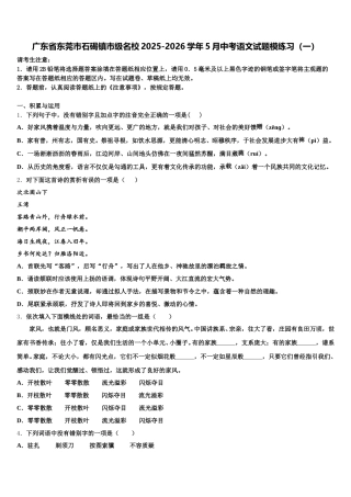 广东省东莞市石碣镇市级名校2025-2026学年5月中考语文试题模练习（一）含解析