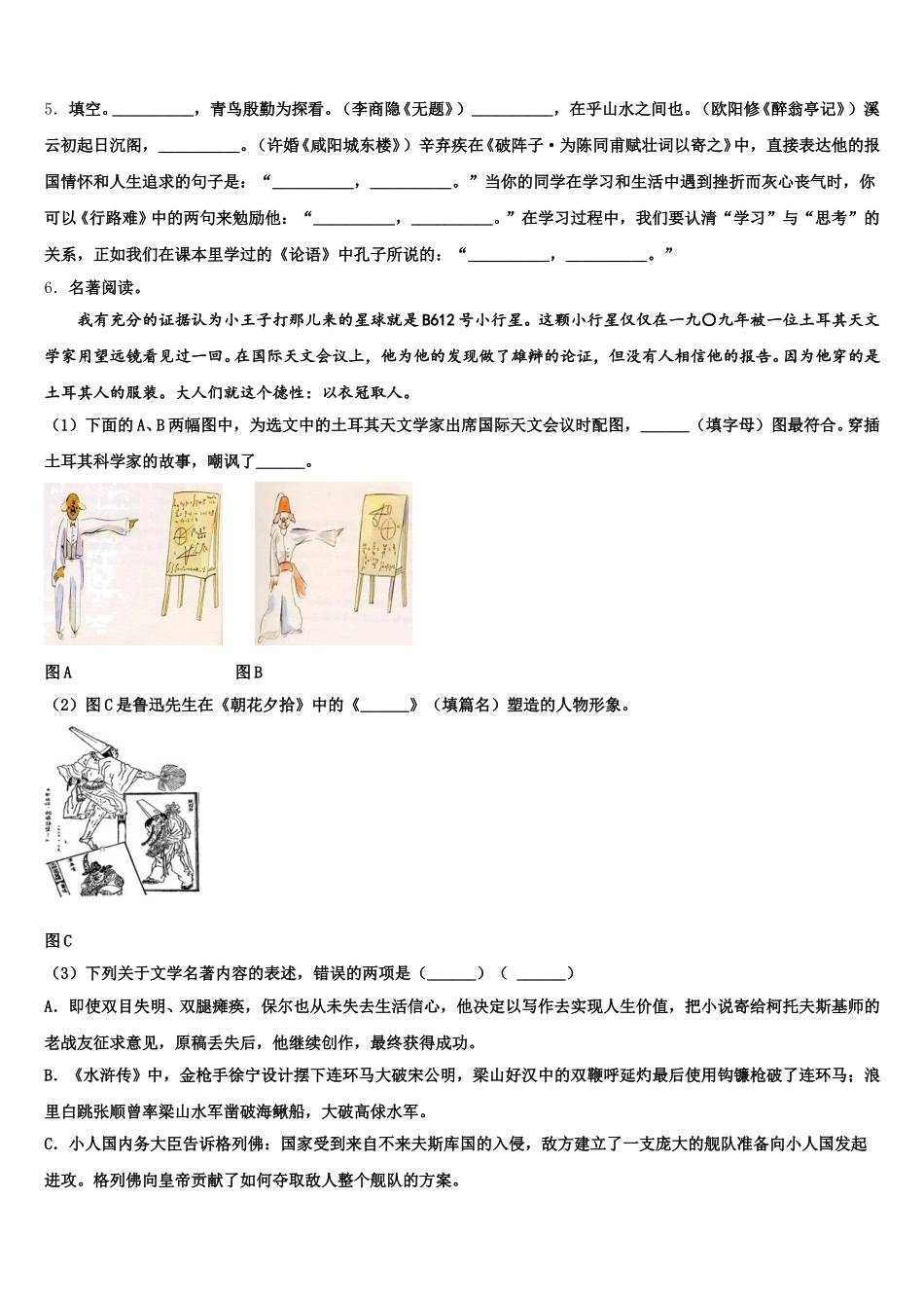 2026届广东省深圳市罗湖区重点中学下学期初三期中语文试题含解析_第2页
