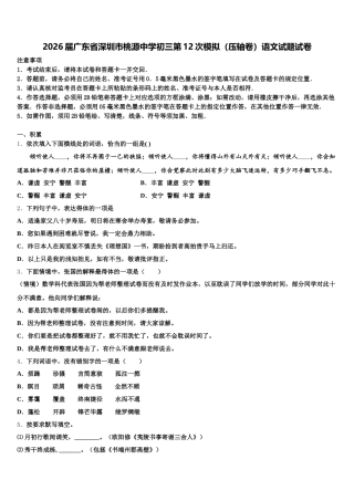 2026届广东省深圳市桃源中学初三第12次模拟（压轴卷）语文试题试卷含解析