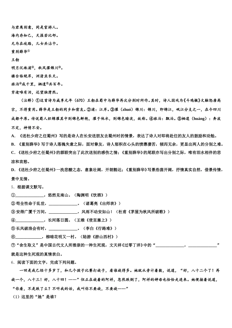 黑龙江省哈工大附中2026届中考语文试题模拟试卷（8）语文试题含解析_第2页