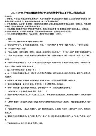 2025-2026学年陕西省西安电子科技大附属中学初三下学期二调语文试题含解析