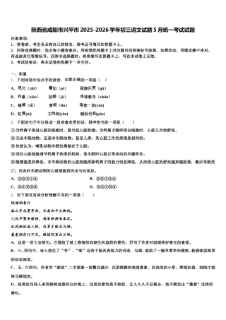 陕西省咸阳市兴平市2025-2026学年初三语文试题5月统一考试试题含解析