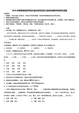 2026年陕西省延安市延长县达标名校初三适应性调研考试语文试题含解析