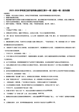 2025-2026学年浙江省宁波市象山县初三第十一模（最后一卷）语文试题含解析