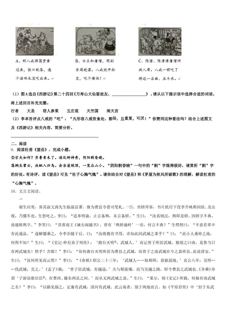 2025-2026学年浙江嘉兴北师大南湖附校初三下学期期末教学质量检测试题语文试题理试题含解析_第3页