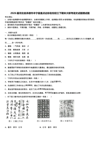 2026届河北省承德市丰宁县重点达标名校初三下期末大联考语文试题理试题含解析
