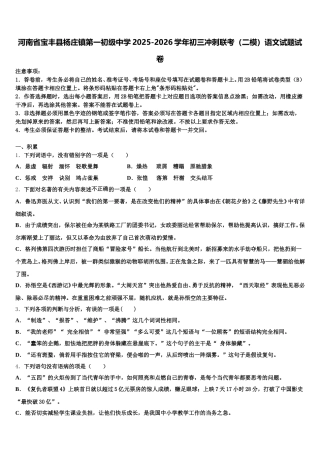 河南省宝丰县杨庄镇第一初级中学2025-2026学年初三冲刺联考（二模）语文试题试卷含解析