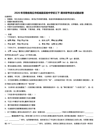 2026年河南省商丘市柘城县实验中学初三下-期末联考语文试题试卷含解析
