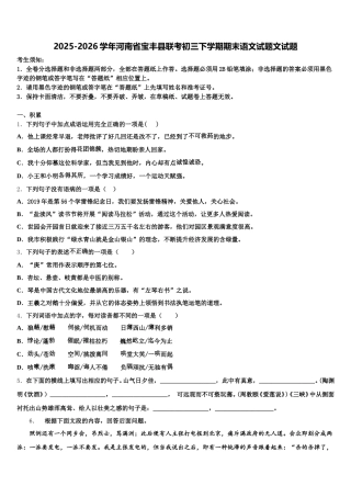 2025-2026学年河南省宝丰县联考初三下学期期末语文试题文试题含解析