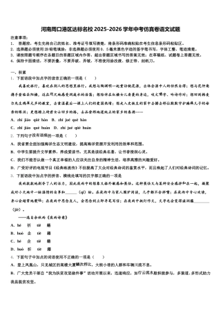 河南周口港区达标名校2025-2026学年中考仿真卷语文试题含解析