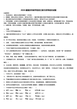 2026届重庆市梁平区初三复习月考语文试题含解析
