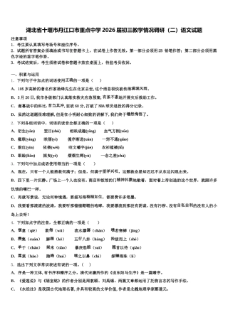 湖北省十堰市丹江口市重点中学2026届初三教学情况调研（二）语文试题含解析