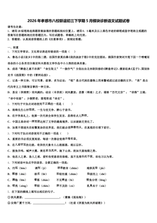 2026年孝感市八校联谊初三下学期5月模块诊断语文试题试卷含解析