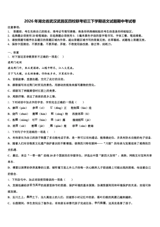 2026年湖北省武汉武昌区四校联考初三下学期语文试题期中考试卷含解析