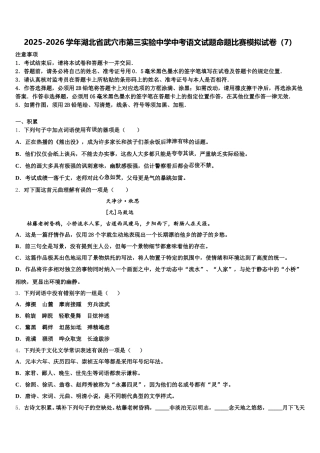 2025-2026学年湖北省武穴市第三实验中学中考语文试题命题比赛模拟试卷（7）含解析