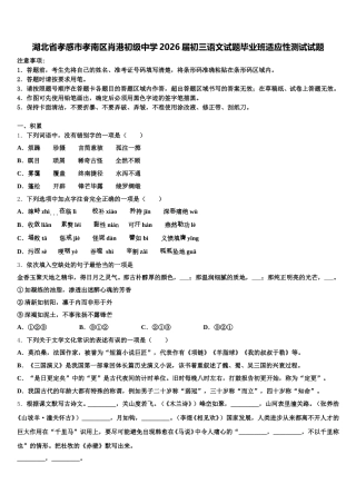湖北省孝感市孝南区肖港初级中学2026届初三语文试题毕业班适应性测试试题含解析