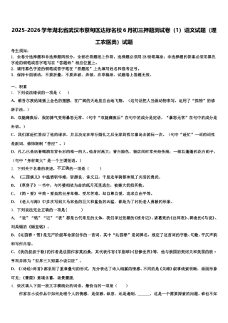 2025-2026学年湖北省武汉市蔡甸区达标名校6月初三押题测试卷（1）语文试题（理工农医类）试题含解析