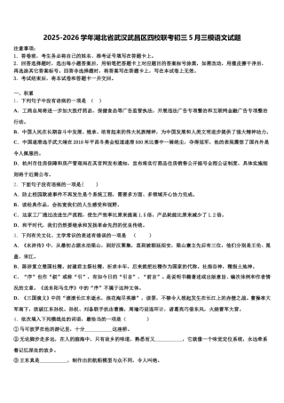 2025-2026学年湖北省武汉武昌区四校联考初三5月三模语文试题含解析