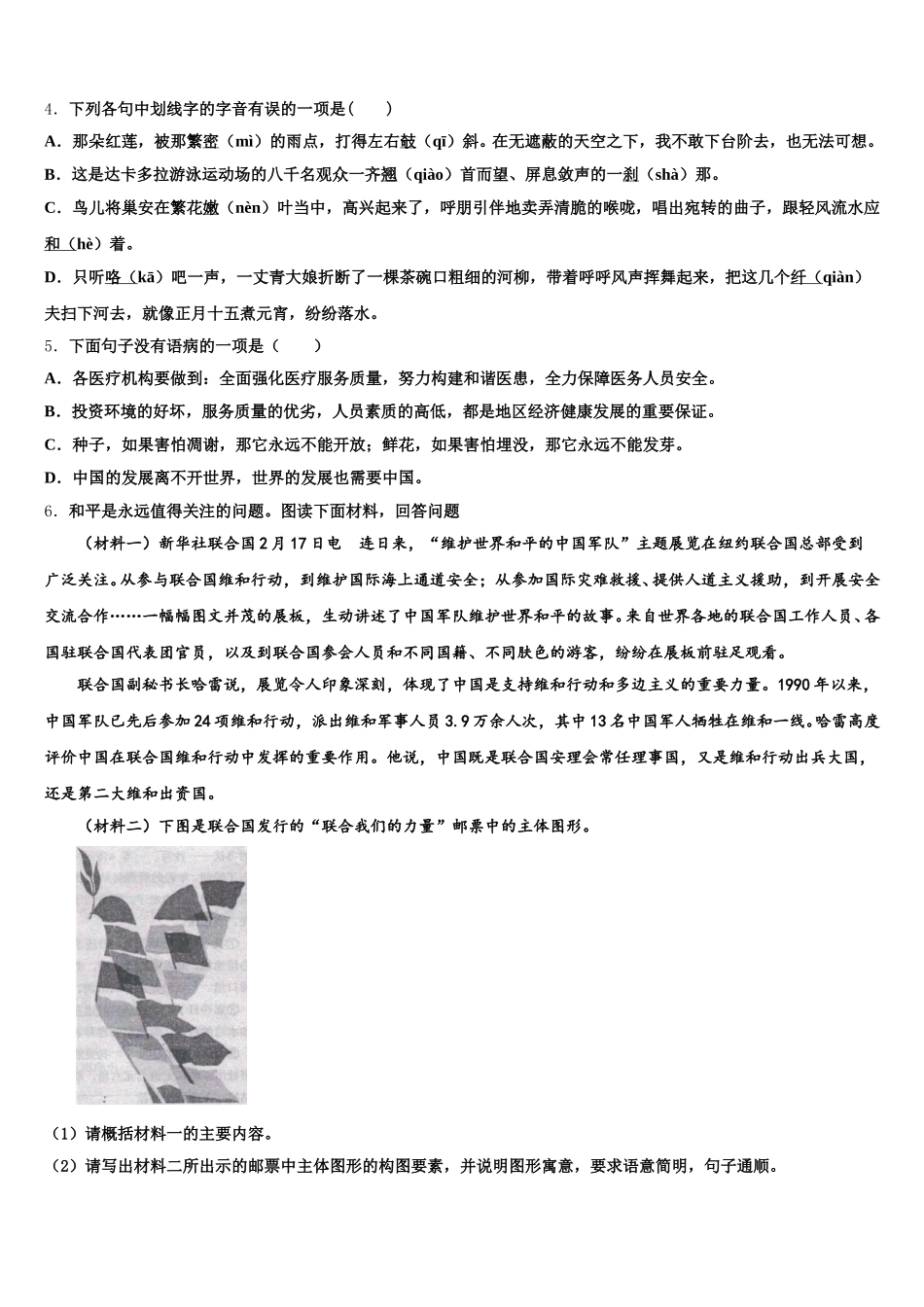 2026年湖北省武汉市新观察初三第二学期期中语文试题含解析_第2页