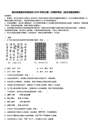湖北省恩施州市级名校2026年初三第一次模拟考试（语文试题含解析）含解析