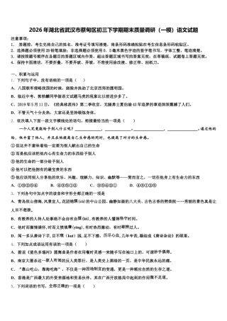 2026年湖北省武汉市蔡甸区初三下学期期末质量调研（一模）语文试题含解析
