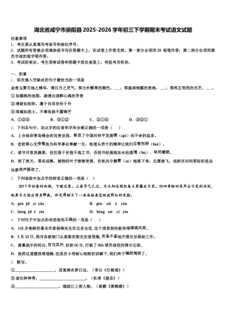 湖北省咸宁市崇阳县2025-2026学年初三下学期期末考试语文试题含解析