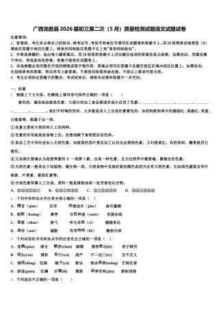 广西龙胜县2026届初三第二次（5月）质量检测试题语文试题试卷含解析