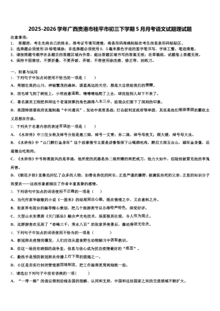 2025-2026学年广西贵港市桂平市初三下学期5月月考语文试题理试题含解析