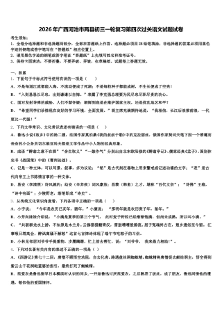 2026年广西河池市两县初三一轮复习第四次过关语文试题试卷含解析