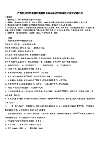 广西贺州市昭平县市级名校2026年初三调研测试语文试题试卷含解析