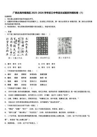 广西北海市银海区2025-2026学年初三中考语文试题系列模拟卷（1）含解析