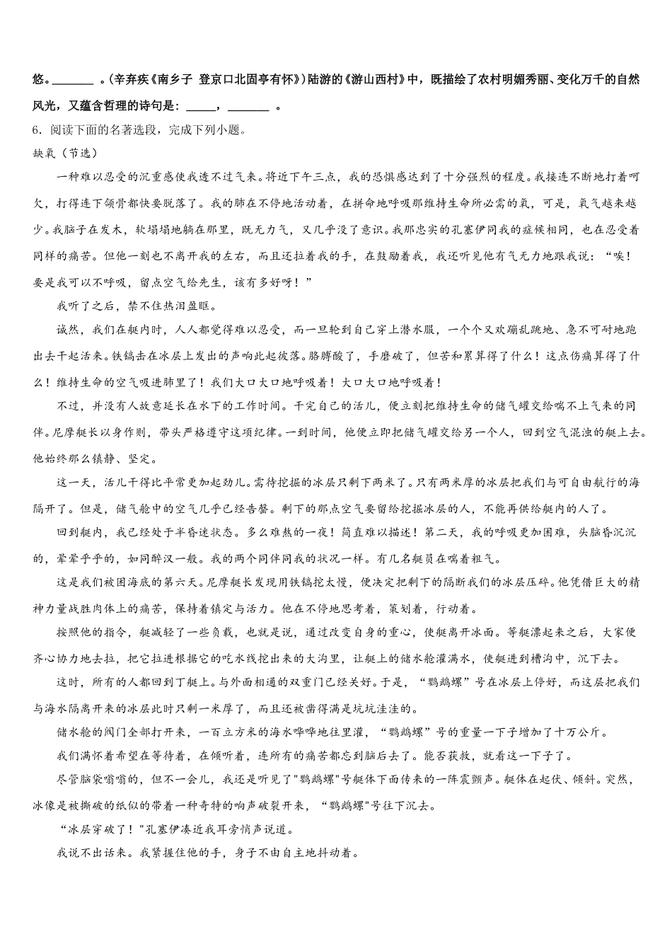 2025-2026学年广西百色靖西县联考初三年级下学期第一次诊断考试语文试题含解析_第2页