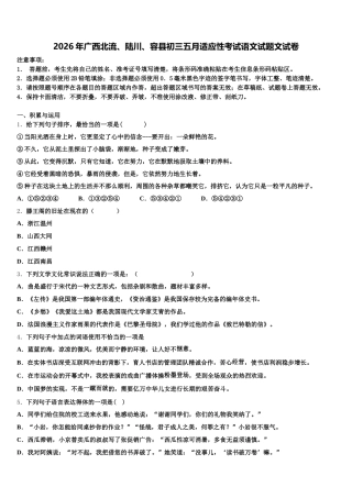2026年广西北流、陆川、容县初三五月适应性考试语文试题文试卷含解析