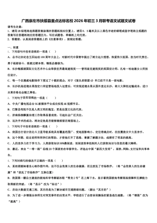 广西崇左市扶绥县重点达标名校2026年初三3月联考语文试题文试卷含解析