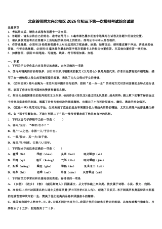 北京首师附大兴北校区2026年初三下第一次模拟考试综合试题含解析