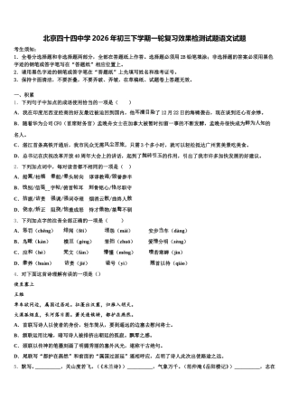 北京四十四中学2026年初三下学期一轮复习效果检测试题语文试题含解析