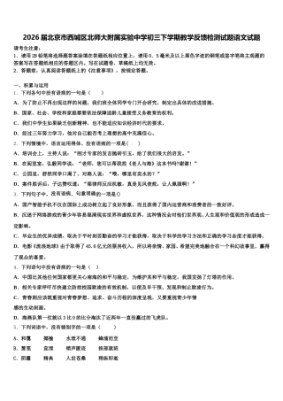 2026届北京市西城区北师大附属实验中学初三下学期教学反馈检测试题语文试题含解析