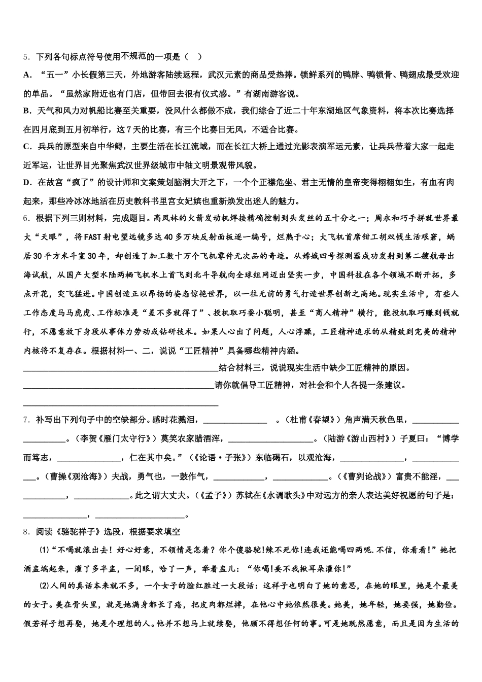 2026届吉林省长春市157中学中考模拟冲刺卷（提优卷）（二）语文试题文试题含解析_第2页