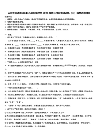云南省昭通市昭阳区苏家院镇中学2026届初三考前得分训练（三）语文试题试卷含解析