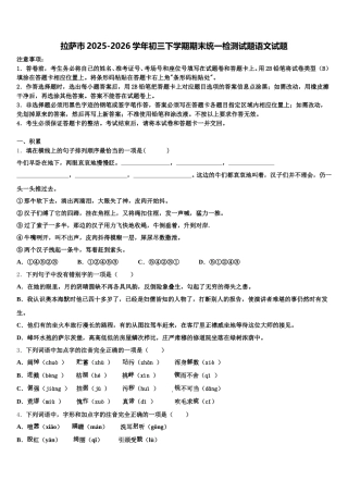 拉萨市2025-2026学年初三下学期期末统一检测试题语文试题含解析