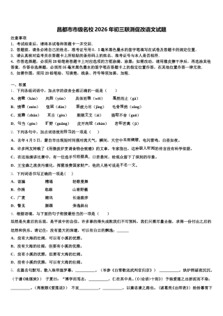 昌都市市级名校2026年初三联测促改语文试题含解析