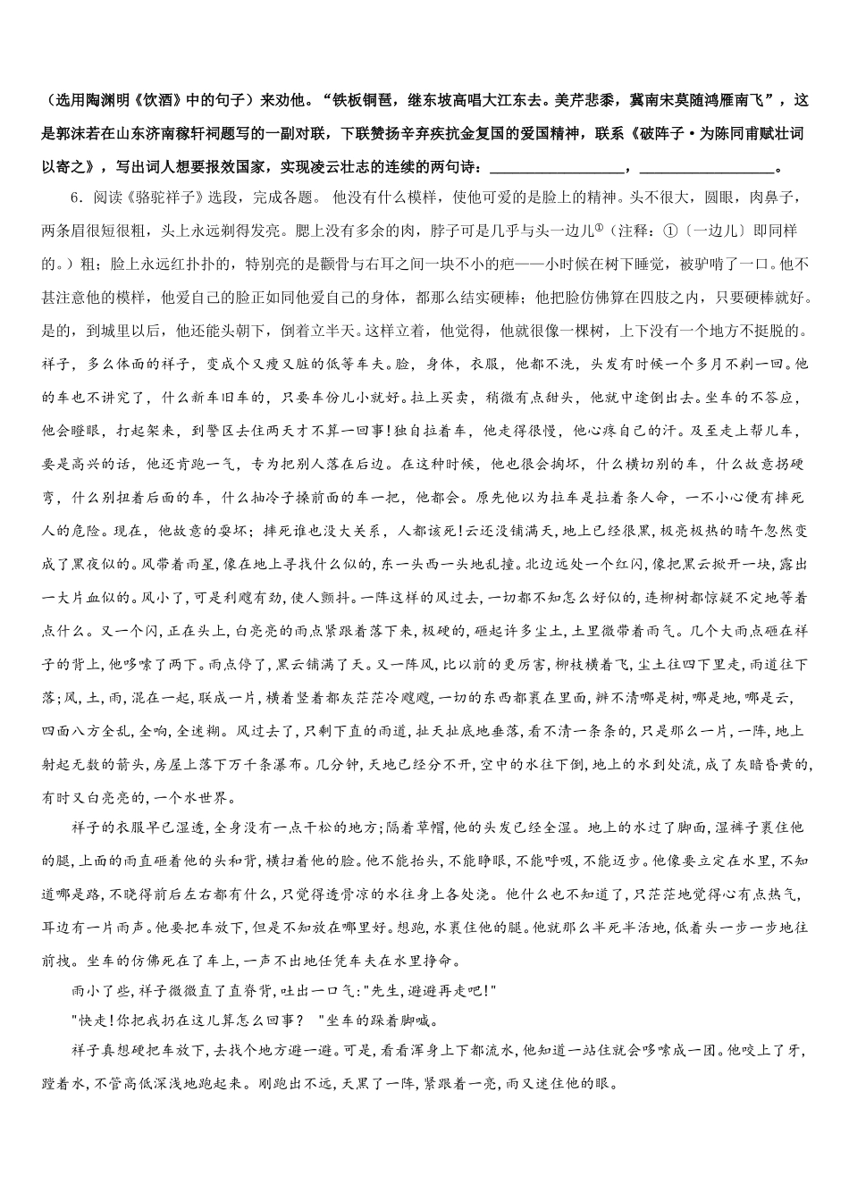 2026届山东省泰安市宁阳县重点名校中考冲刺押题（最后一卷）语文试题试卷含解析_第2页