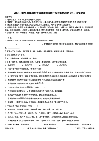 2025-2026学年山东省聊城市城区初三综合能力测试（二）语文试题含解析