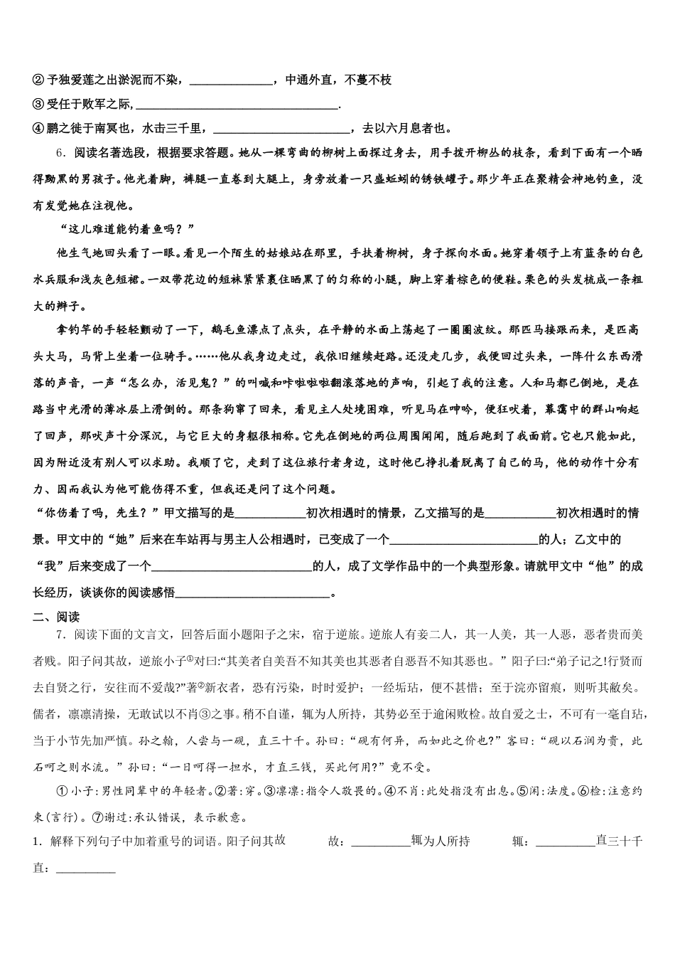 2026年山东省临沂市沂县重点中学高中毕业班联考语文试题含解析_第2页