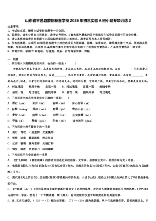 山东省平邑县蒙阳新星学校2026年初三实验A班小题专项训练2含解析