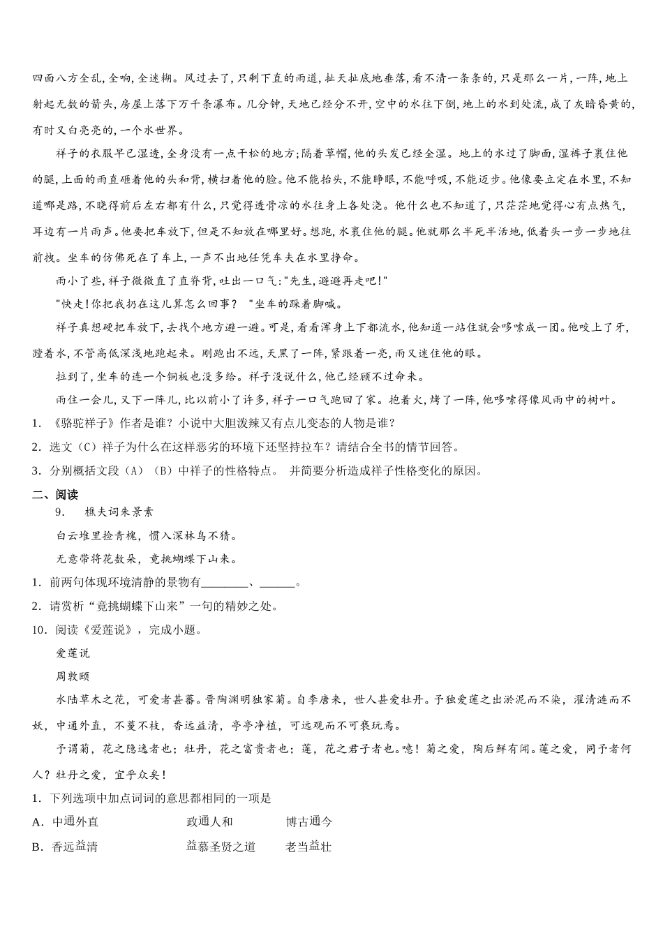 山东青岛重点名校2026届初三第一次（3月一模）语文试题试卷含解析_第3页