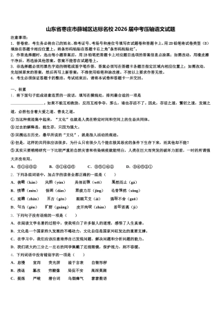 山东省枣庄市薛城区达标名校2026届中考压轴语文试题含解析