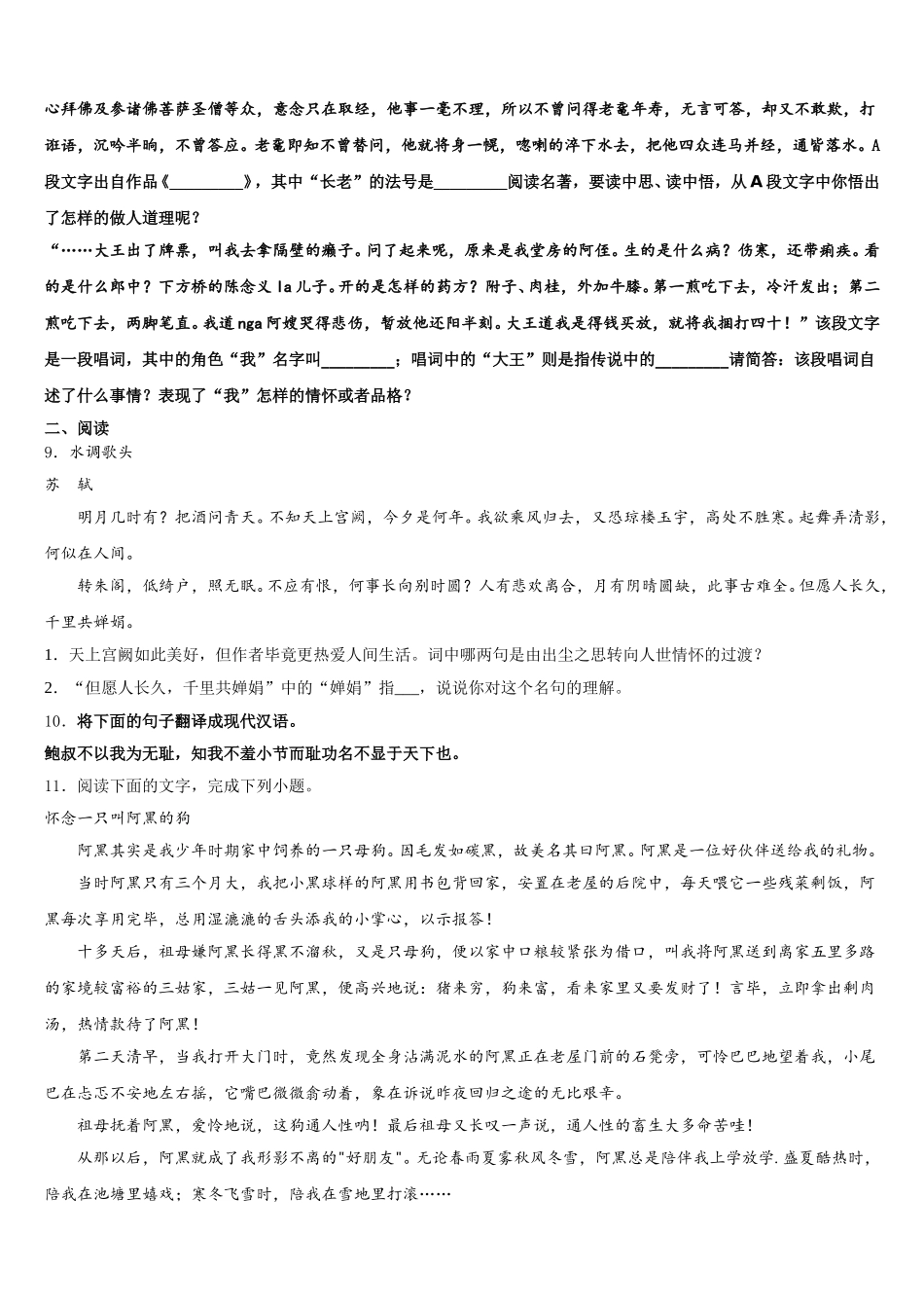 2026年山东省广饶县中考模拟押题卷（金卷二）语文试题试卷含解析_第3页